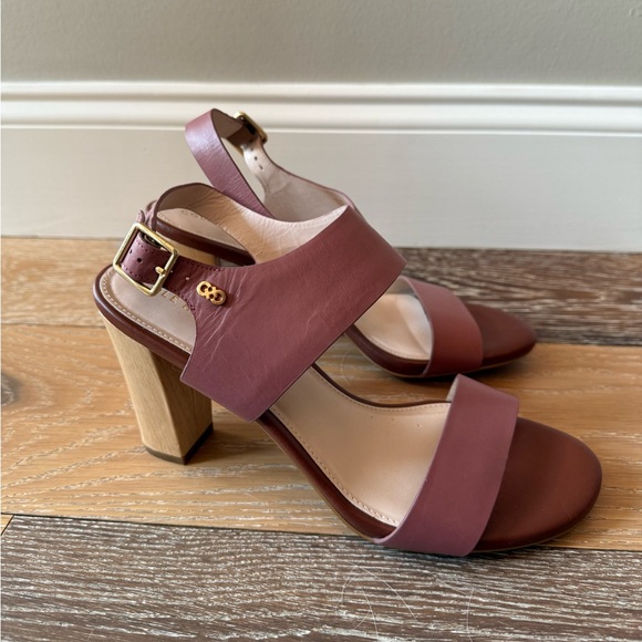 Cole Haan Women's Octavia Sandal Burlwood Leather block wood heel - Picture 5 of 10